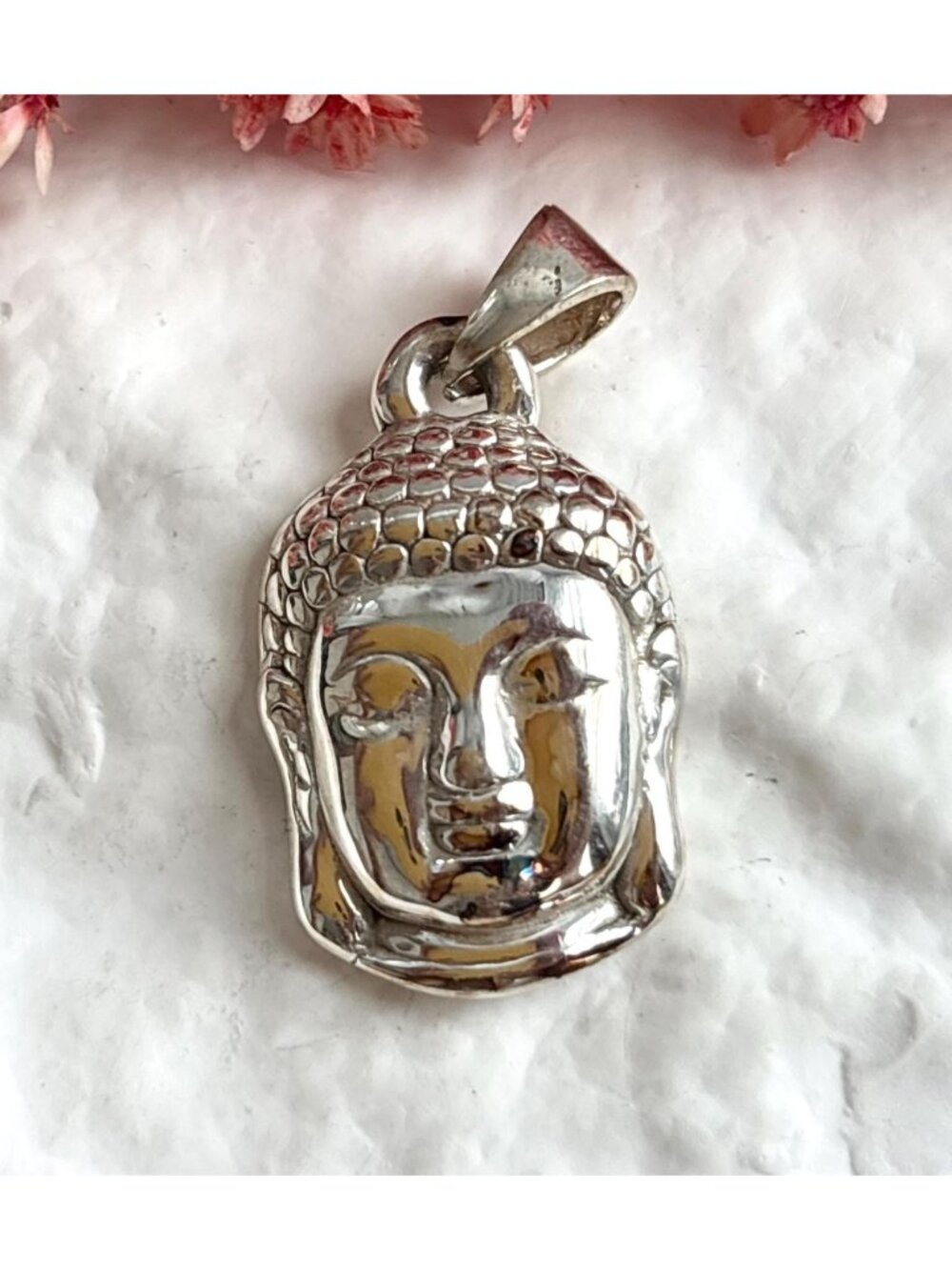 Buddha Figural Head Polished Sterling Silver 925 Vintage Pendant | Charm